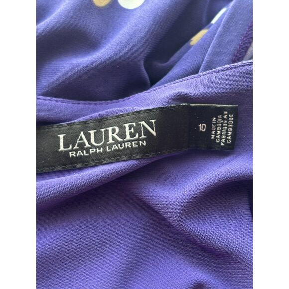 Lauren Ralph Lauren Black Label Floral Flutter Sleeve Jersey Dress Size 10 - Picture 12 of 14